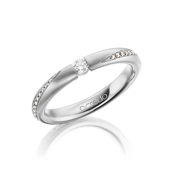 klassieke trouwring in witgoud 18 kt. met in totaal 0,325 ct. Briljant r,if tw/si van acredo