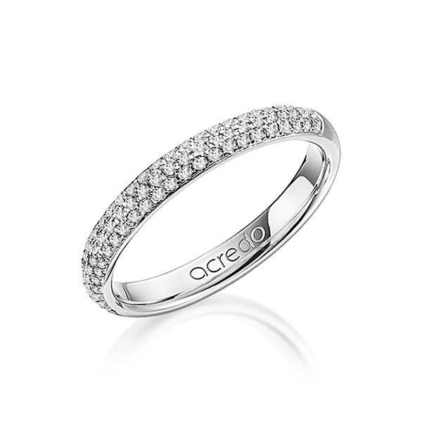 klassieke trouwring in witgoud 18 kt. met in totaal 0,38 ct. Briljant tw/si van acredo