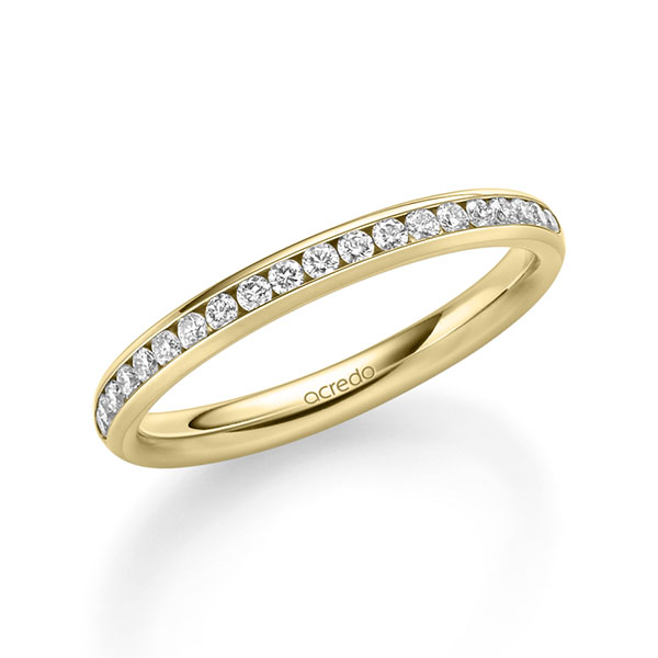 klassischer Memoire-Trauring/Ehering in aussen Gelbgold 585 , innen Gelbgold 585 halbausgefasst mit zus. 0,285 ct. Brillant tw, si von acredo