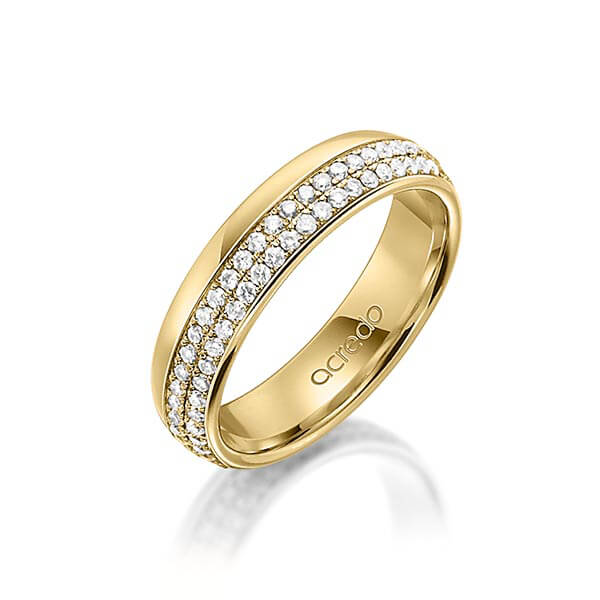 klassischer Memoire-Trauring/Ehering in aussen Gelbgold 585 , innen Gelbgold 585 vollausgefasst mit zus. 0,752 ct. Brillant tw, si von acredo - A-1560-5