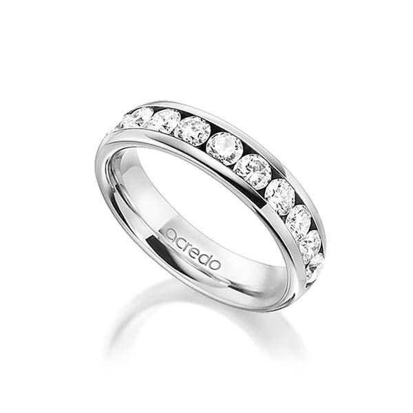 klassischer Memoire-Trauring/Ehering in außen Weißgold 585 , innen Weißgold 585 halbausgefasst mit zus. 1,1 ct. Brillant tw, si von acredo - A-1558-4 klassischer Memoire-Trauring/Ehering in außen Weißgold 585 , innen Weißgold 585 halbausgefasst mit zus. 1,1 ct. Brillant tw, si von acredo - A-1558-4
