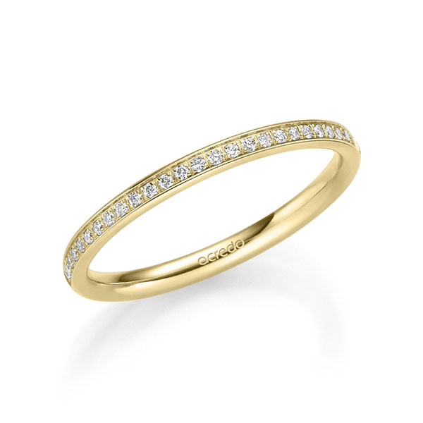 klassischer Memoire-Trauring/Ehering in Gelbgold 585 halbausgefasst mit zus. 0,135 ct. Brillant tw, si von acredo - A-2223-1 klassischer Memoire-Trauring/Ehering in Gelbgold 585 halbausgefasst mit zus. 0,135 ct. Brillant tw, si von acredo - A-2223-1