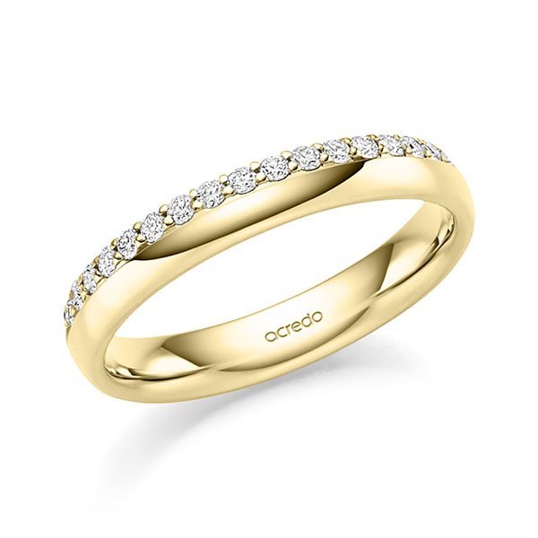 klassischer Memoire-Trauring/Ehering in Gelbgold 585 halbausgefasst mit zus. 0,27 ct. tw, si von acredo