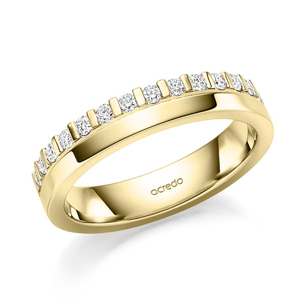 klassischer Memoire-Trauring/Ehering in Gelbgold 585 halbausgefasst mit zus. 0,28 ct. tw, si von acredo