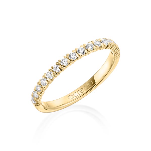 klassischer Memoire-Trauring/Ehering in Gelbgold 750 halbausgefasst mit zus. 0,32 ct. Brillant tw, si von acredo