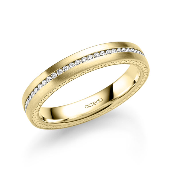 klassischer Memoire-Trauring/Ehering in Gelbgold 916 vollausgefasst mit zus. 0,295 ct. Brillant tw, si von acredo - A-2373-7