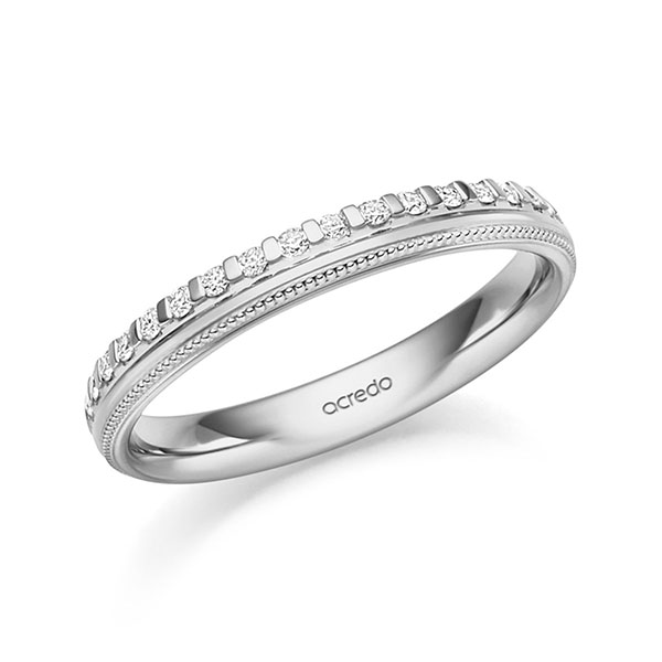 klassischer Memoire-Trauring/Ehering in Graugold 585 halbausgefasst mit zus. 0,17 ct. tw, si von acredo