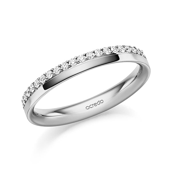 klassischer Memoire-Trauring/Ehering in Graugold 585 halbausgefasst mit zus. 0,21 ct. tw, si von acredo