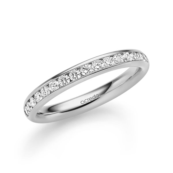 klassischer Memoire-Trauring/Ehering in Graugold 585 halbausgefasst mit zus. 0,48 ct. Brillant tw, si von acredo