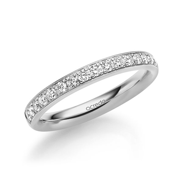 klassischer Memoire-Trauring/Ehering in Graugold 585 halbausgefasst mit zus. 0,4 ct. Brillant tw, si von acredo