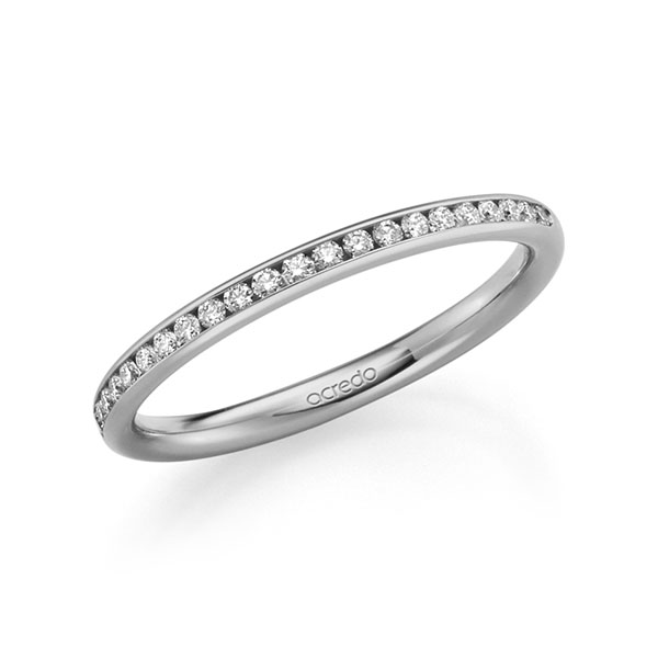 klassischer Memoire-Trauring/Ehering in Platin 600 halbausgefasst mit zus. 0,22 ct. Brillant tw, si von acredo