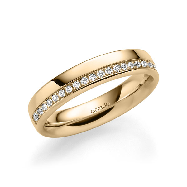 klassischer Memoire-Trauring/Ehering in Roségold 585 halbausgefasst mit zus. 0,184 ct. Brillant tw, si von acredo