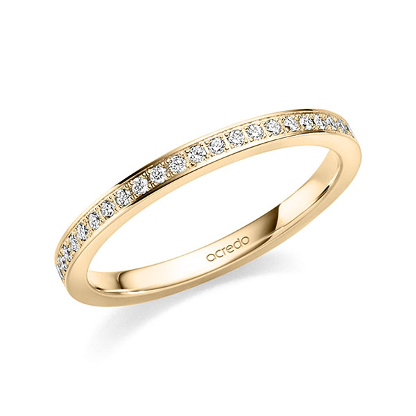 klassischer Memoire-Trauring/Ehering in Roségold 585 halbausgefasst mit zus. 0,184 ct. Brillant tw, si von acredo