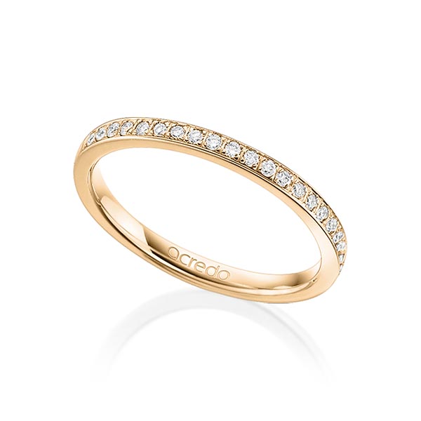 klassischer Memoire-Trauring/Ehering in Roségold 585 halbausgefasst mit zus. 0,21 ct. Brillant tw, si von acredo