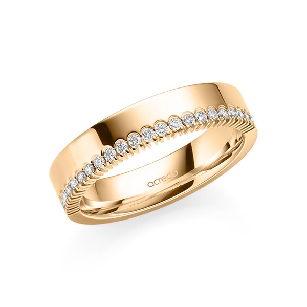 klassischer Memoire-Trauring/Ehering in Roségold 585 halbausgefasst mit zus. 0,21 ct. tw, si von acredo