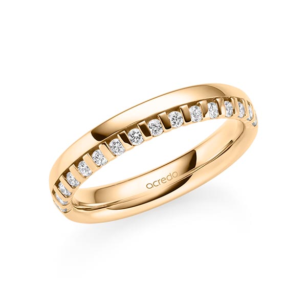 klassischer Memoire-Trauring/Ehering in Roségold 585 halbausgefasst mit zus. 0,225 ct. tw, si von acredo