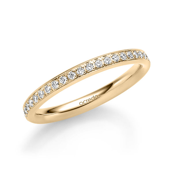 klassischer Memoire-Trauring/Ehering in Roségold 585 halbausgefasst mit zus. 0,22 ct. Brillant tw, si von acredo