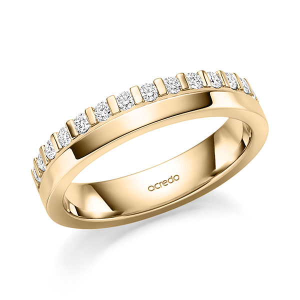 klassischer Memoire-Trauring/Ehering in Roségold 585 halbausgefasst mit zus. 0,28 ct. tw, si von acredo