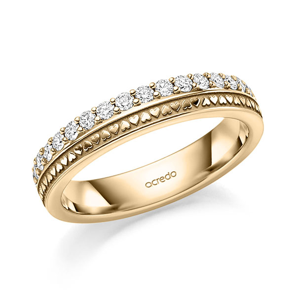 klassischer Memoire-Trauring/Ehering in Roségold 585 halbausgefasst mit zus. 0,34 ct. tw, si von acredo