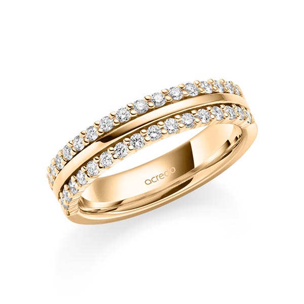 klassischer Memoire-Trauring/Ehering in Roségold 585 halbausgefasst mit zus. 0,51 ct. tw, si von acredo