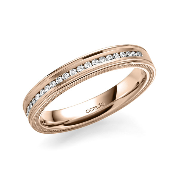 klassischer Memoire-Trauring/Ehering in Rotgold 375 halbausgefasst mit zus. 0,192 ct. Brillant tw, si von acredo - A-1762-18 klassischer Memoire-Trauring/Ehering in Rotgold 375 halbausgefasst mit zus. 0,192 ct. Brillant tw, si von acredo - A-1762-18
