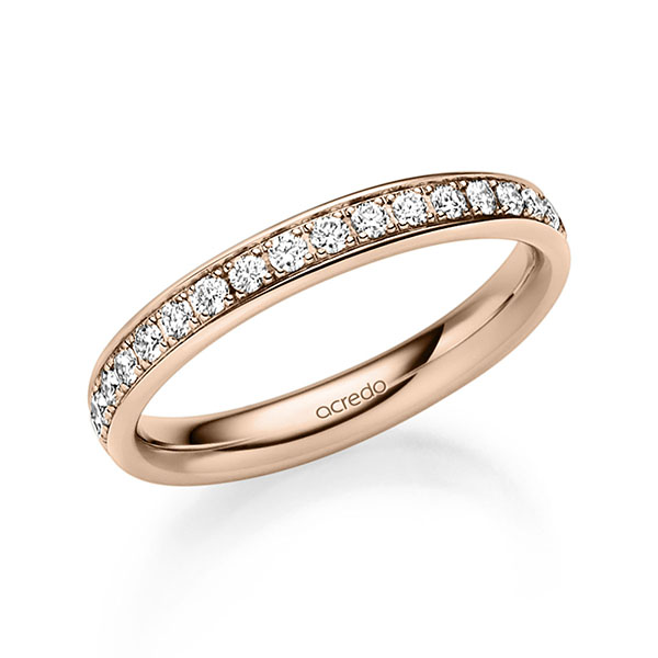 klassischer Memoire-Trauring/Ehering in Rotgold 585 halbausgefasst mit zus. 0,27 ct. Brillant tw, si von acredo