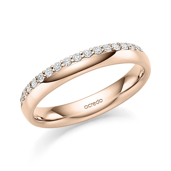 klassischer Memoire-Trauring/Ehering in Rotgold 585 halbausgefasst mit zus. 0,27 ct. tw, si von acredo