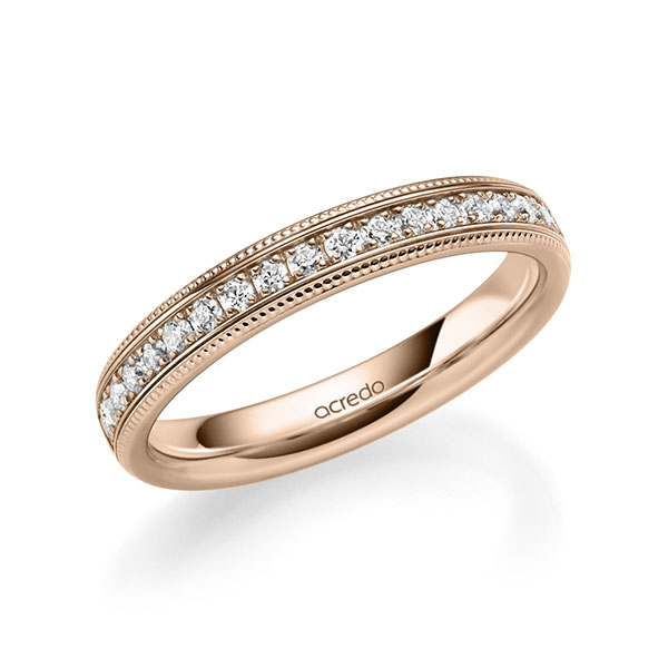 klassischer Memoire-Trauring/Ehering in Rotgold 585 halbausgefasst mit zus. 0,3 ct. Brillant tw, si von acredo