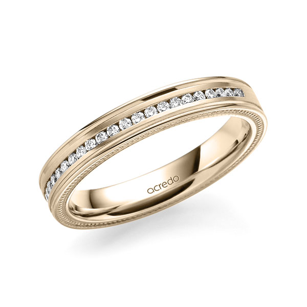 klassischer Memoire-Trauring/Ehering in Signature Gold 375 halbausgefasst mit zus. 0,192 ct. Brillant tw, si von acredo - A-1762-21