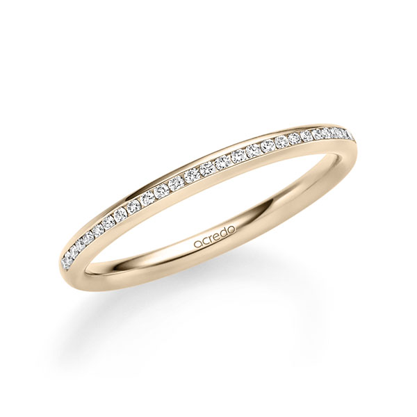 klassischer Memoire-Trauring/Ehering in Signature Gold 585 halbausgefasst mit zus. 0,14 ct. Brillant tw, si von acredo