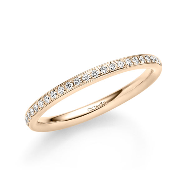 klassischer Memoire-Trauring/Ehering in Signature Gold 585 halbausgefasst mit zus. 0,184 ct. Brillant tw, si von acredo