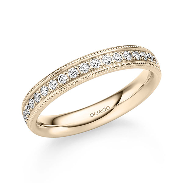 klassischer Memoire-Trauring/Ehering in Signature Gold 585 halbausgefasst mit zus. 0,285 ct. Brillant tw, si von acredo