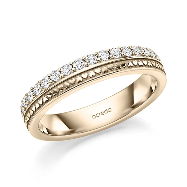 klassischer Memoire-Trauring/Ehering in Signature Gold 585 halbausgefasst mit zus. 0,34 ct. tw, si von acredo