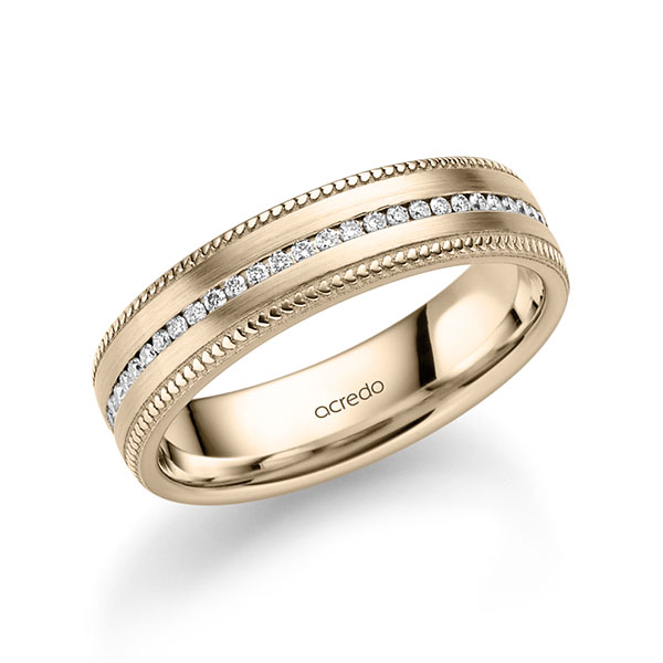 klassischer Memoire-Trauring/Ehering in Signature Gold 750 vollausgefasst mit zus. 0,28 ct. Brillant tw, si von acredo - A-2376-19