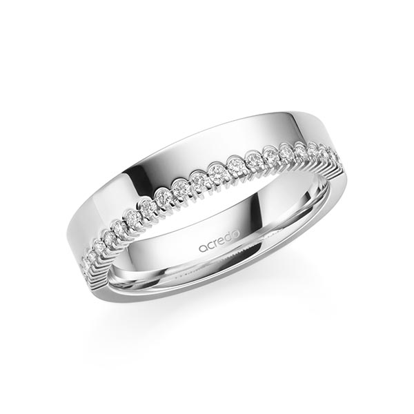 klassischer Memoire-Trauring/Ehering in Weißgold 585 halbausgefasst mit zus. 0,21 ct. tw, si von acredo - A-2108-10 klassischer Memoire-Trauring/Ehering in Weißgold 585 halbausgefasst mit zus. 0,21 ct. tw, si von acredo - A-2108-10