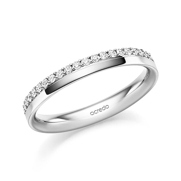 klassischer Memoire-Trauring/Ehering in Weißgold 585 halbausgefasst mit zus. 0,21 ct. tw, si von acredo
