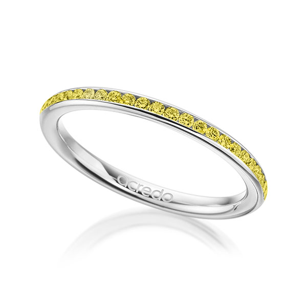 klassischer Memoire-Trauring/Ehering in Weißgold 585 halbausgefasst mit zus. 0,23 ct. Brillant gelb von acredo - A-1658-5 klassischer Memoire-Trauring/Ehering in Weißgold 585 halbausgefasst mit zus. 0,23 ct. Brillant gelb von acredo - A-1658-5