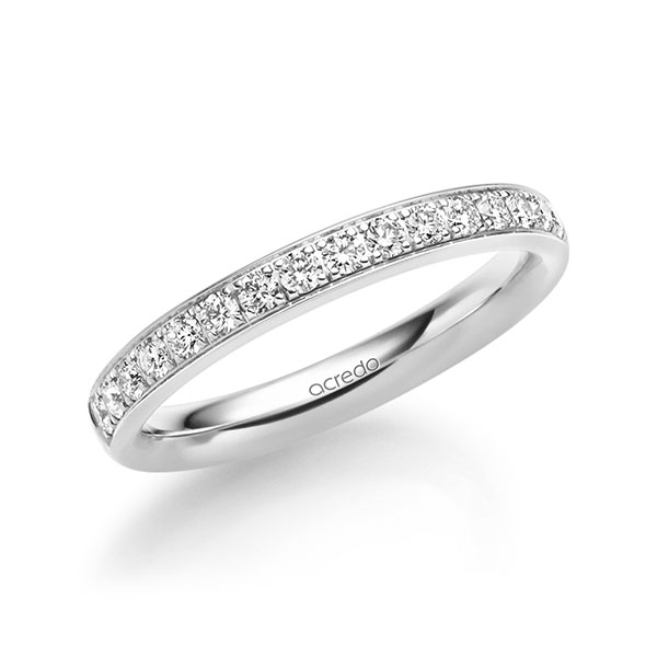 klassischer Memoire-Trauring/Ehering in Weissgold 585 halbausgefasst mit zus. 0,4 ct. Brillant tw, si von acredo