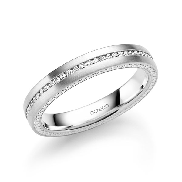 klassischer Memoire-Trauring/Ehering in Weissgold 585 vollausgefasst mit zus. 0,295 ct. Brillant tw, si von acredo - A-2373-12 klassischer Memoire-Trauring/Ehering in Weissgold 585 vollausgefasst mit zus. 0,295 ct. Brillant tw, si von acredo - A-2373-12