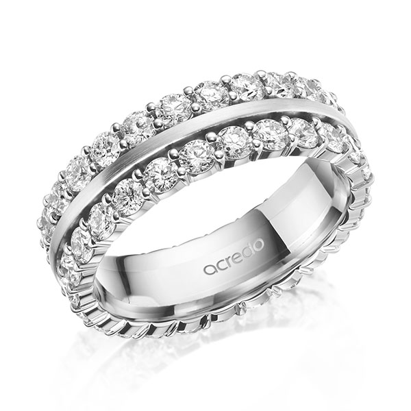 klassischer Memoire-Trauring/Ehering in Weißgold 585 vollausgefasst mit zus. 2,5 ct. tw, si von acredo - A-2100-12 klassischer Memoire-Trauring/Ehering in Weißgold 585 vollausgefasst mit zus. 2,5 ct. tw, si von acredo - A-2100-12