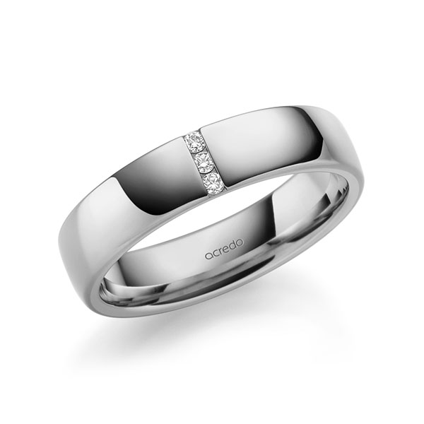 klassischer Trauring/Ehering in außen Graugold 585 , innen Graugold 585 mit zus. 0,06 ct. Brillant tw, si von acredo - A-1940-15