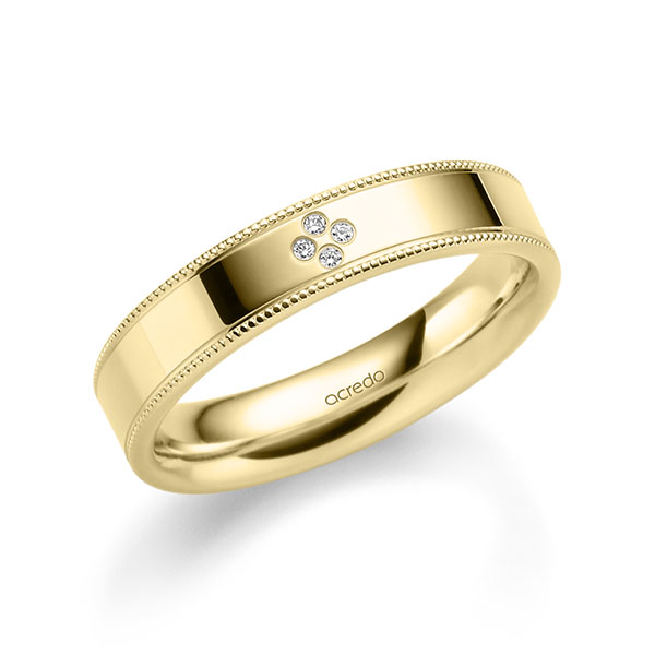 klassischer Trauring/Ehering in Gelbgold 375 mit zus. 0,02 ct. Brillant tw, si von acredo - A-2347-7