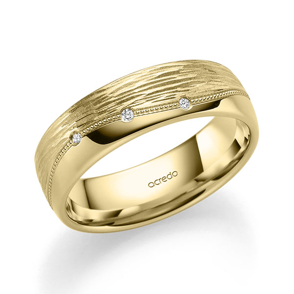 klassischer Trauring/Ehering in Gelbgold 375 mit zus. 0,09 ct. Brillant tw, si von acredo - A-2415-17