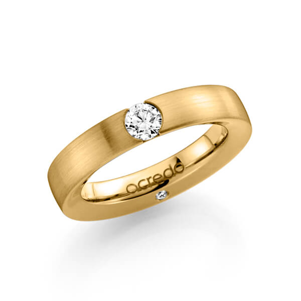 klassischer Trauring/Ehering in Gelbgold 585 mit 0,3 ct. + zus. 0,03 ct. Brillant tw, si von acredo