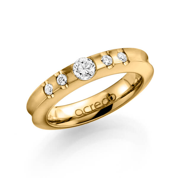 klassischer Trauring/Ehering in Gelbgold 585 mit 0,3 ct. + zus. 0,12 ct. Brillant tw, si von acredo