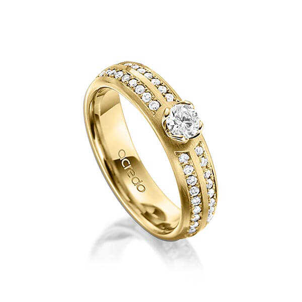 klassischer Trauring/Ehering in Gelbgold 585 mit 0,3 ct. + zus. 0,672 ct. Brillant tw, vs von acredo - A-1543-2 klassischer Trauring/Ehering in Gelbgold 585 mit 0,3 ct. + zus. 0,672 ct. Brillant tw, vs von acredo - A-1543-2