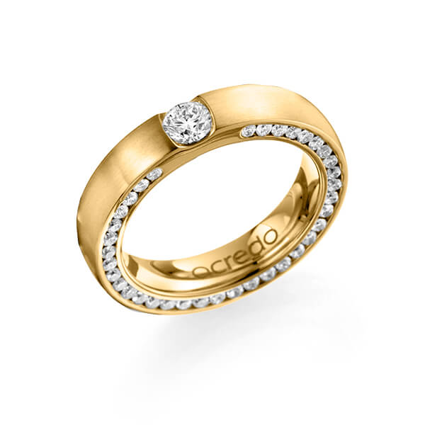 klassischer Trauring/Ehering in Gelbgold 585 mit 0,3 ct. + zus. 1,08 ct. Brillant tw, si von acredo
