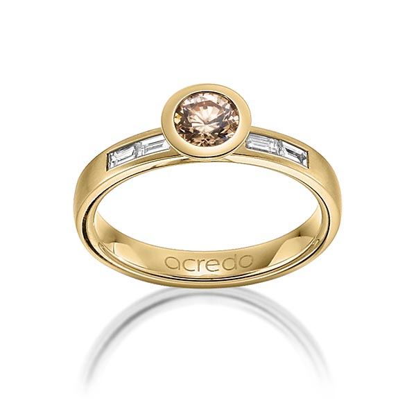 klassischer Trauring/Ehering in Gelbgold 585 mit 0,5 ct. + zus. 0,24 ct. Brillant & Baguette-Diamant cognac tw, vs von acredo - A-1273-3 klassischer Trauring/Ehering in Gelbgold 585 mit 0,5 ct. + zus. 0,24 ct. Brillant & Baguette-Diamant cognac tw, vs von acredo - A-1273-3