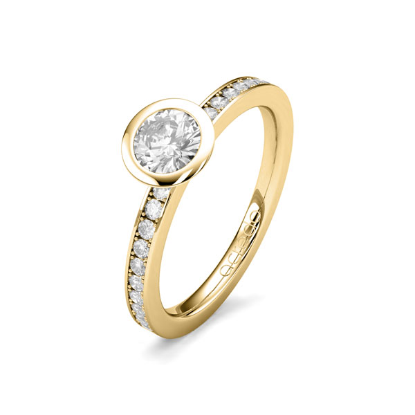 klassischer Trauring/Ehering in Gelbgold 585 mit 0,5 ct. + zus. 0,2 ct. Brillant tw, si von acredo