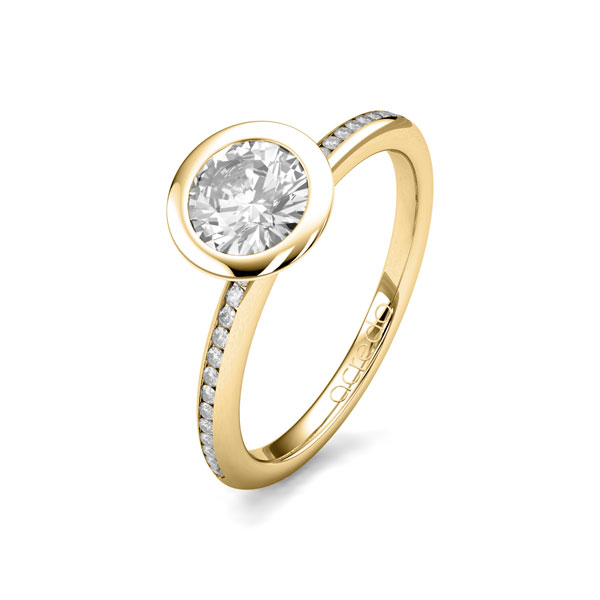 klassischer Trauring/Ehering in Gelbgold 585 mit 1 ct. + zus. 0,13 ct. Brillant tw, si von acredo